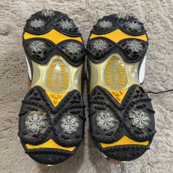 FootJoy Contour Series Golf Shoes Men’s Size 11W Brown & White Leather Cleats - Picture 4 of 10